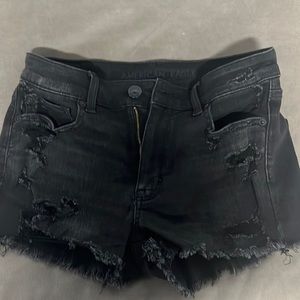 Black distressed American Eagle jean shorts